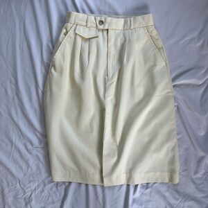 Pale Yellow Vintage 1980s Tennis Midi Skirt Size Small, Fitted Pleated